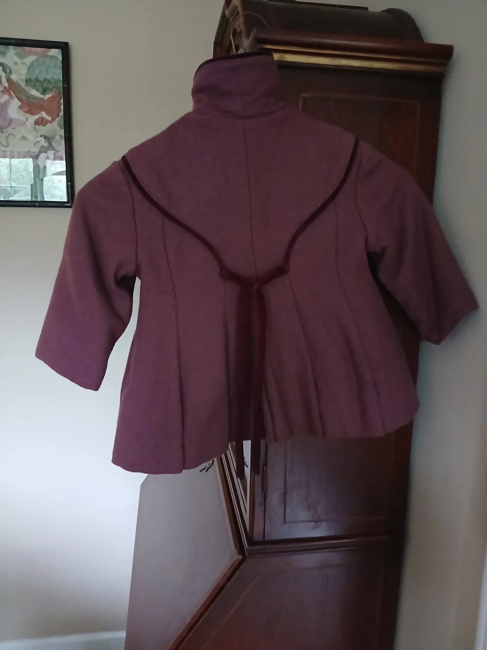 Rothschild Girls' Purple Pea Coat with Floral Embroidery And Hat